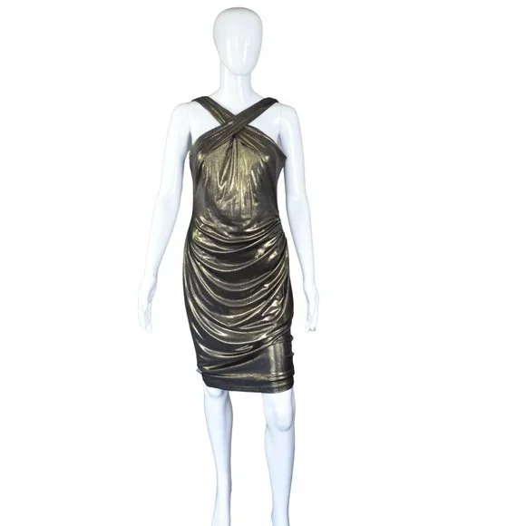 david meister gold cocktail dress David Meister Sequin Dress Gold Size 10